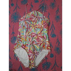 Kate spade womens xl pink blue swimsuit one piece bathing suit floral